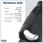 Rechargeable Aluminium Torch with Adjustable Focus 10W SMD LED LED449