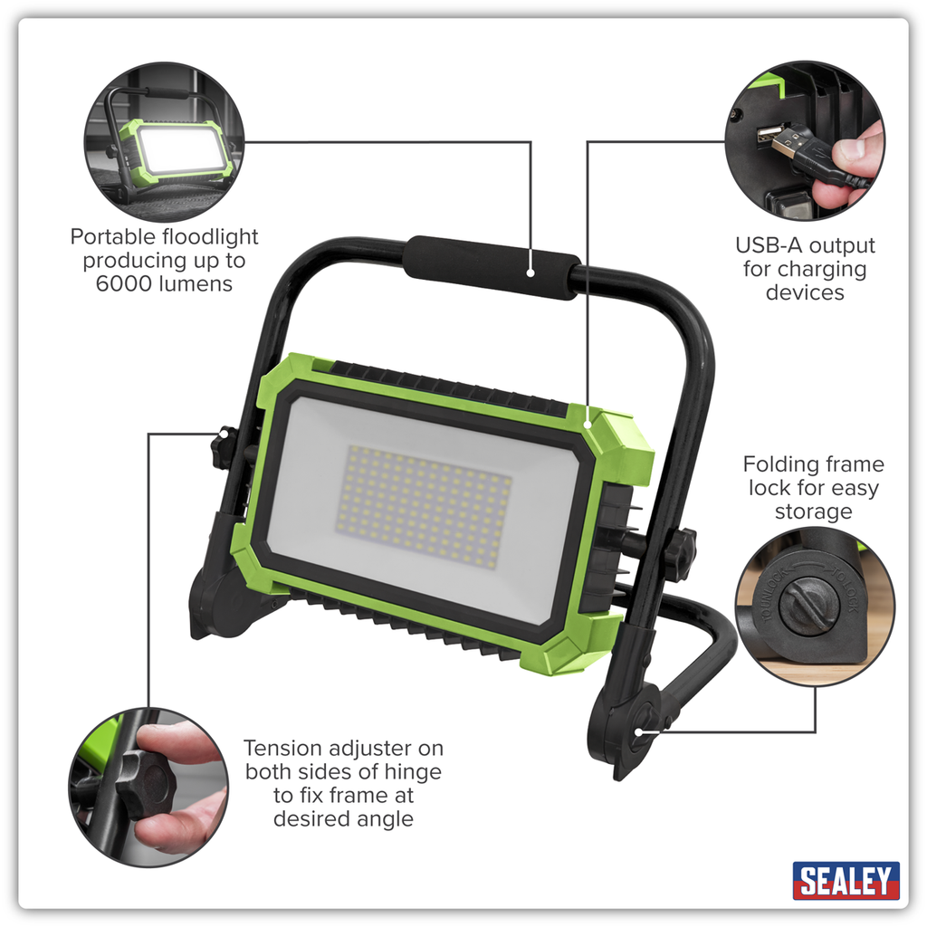 Portable Floodlight 50W SMD LED 230V LED50WL