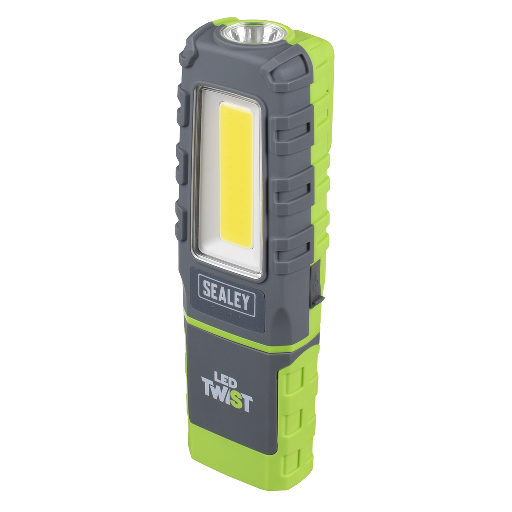 LED Twist® Rechargeable Inspection Light 5W COB & 1W SMD LED, Green - Display Box of 12 LED601GDB