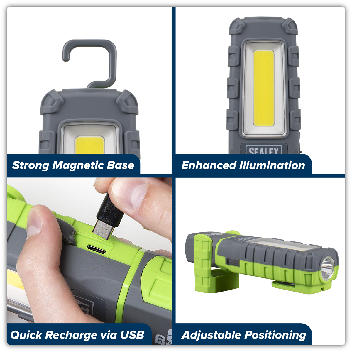 LED Twist® Rechargeable Inspection Light 5W COB & 1W SMD LED - Green LED601G
