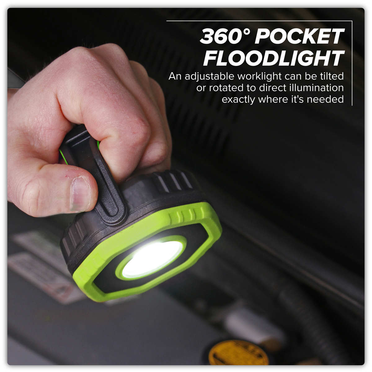 Rechargeable 360° Pocket Floodlight with Magnet 7W COB LED - Green LED700P