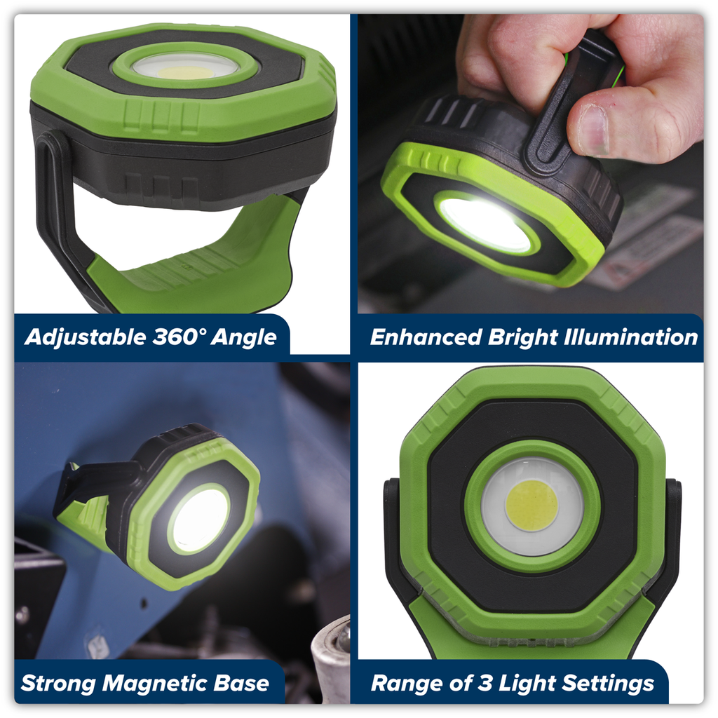 Rechargeable 360° Pocket Floodlight with Magnet 7W COB LED - Green LED700P