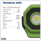 Rechargeable 360° Pocket Floodlight with Magnet 7W COB LED - Green LED700P