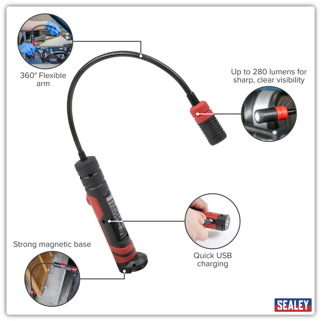 Rechargeable Flexi Magnetic Pick-Up Tool Light 3W SMD LED LEDFLEXPT