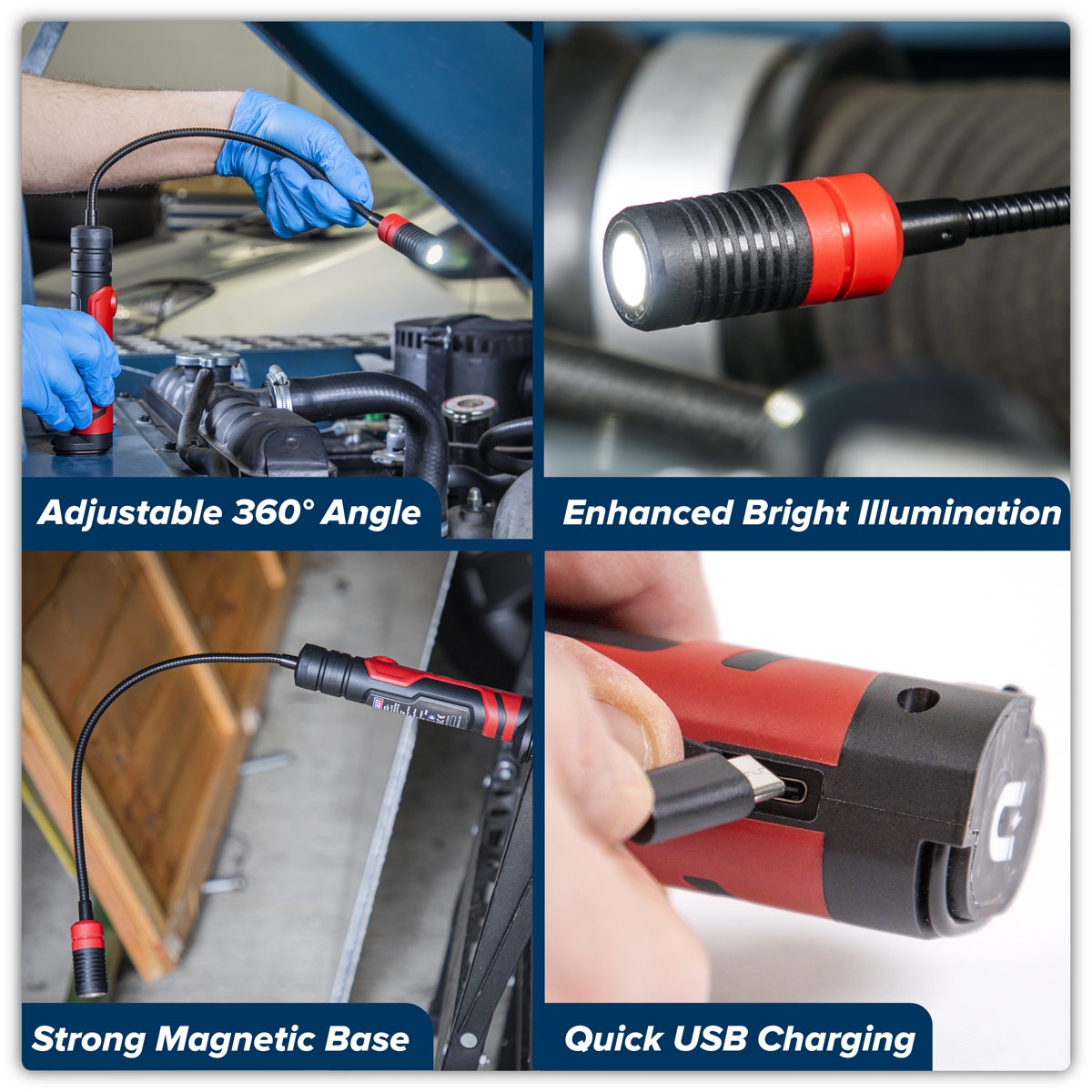 Rechargeable Flexi Magnetic Pick-Up Tool Light 3W SMD LED LEDFLEXPT