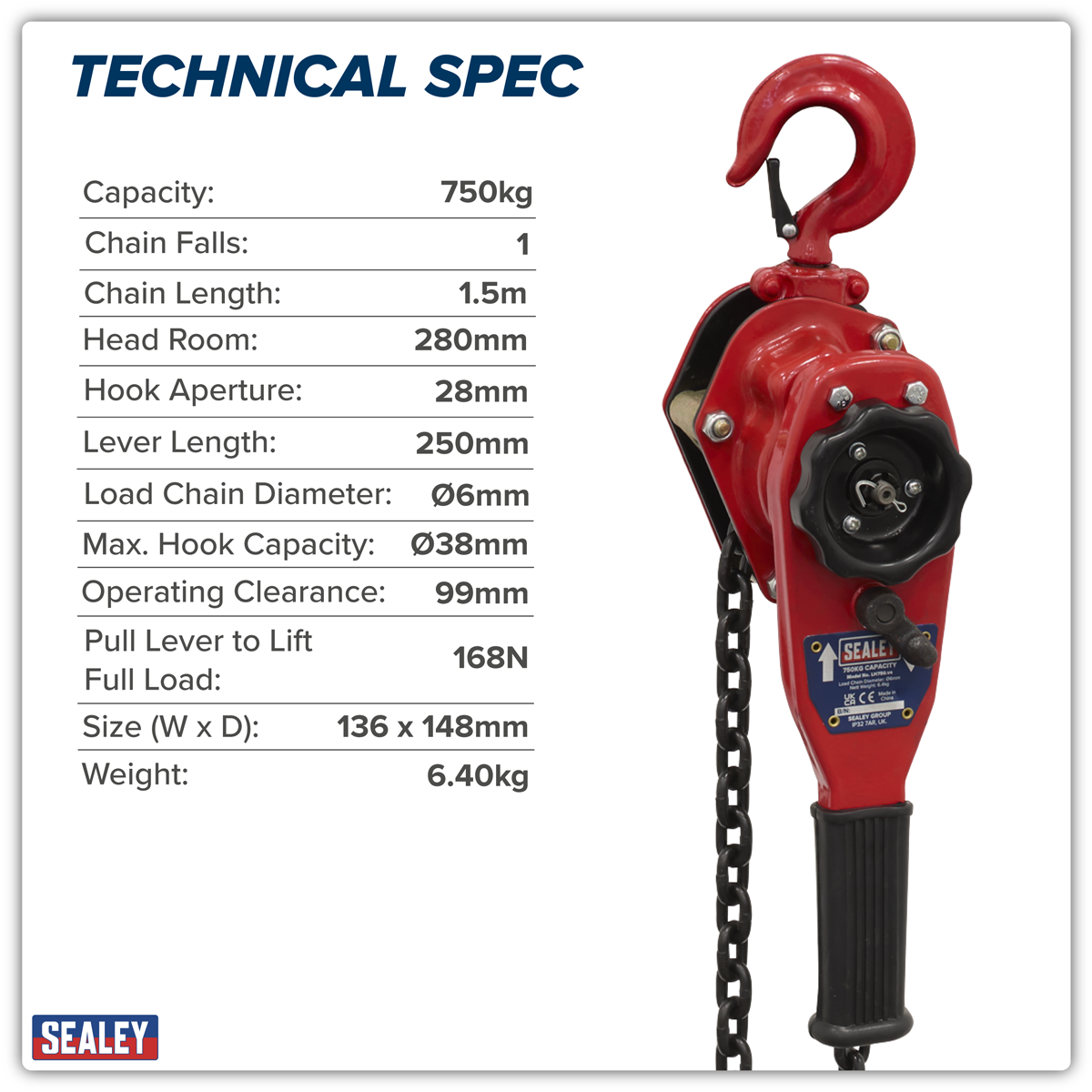 Steel Lever Hoist 750kg LH750