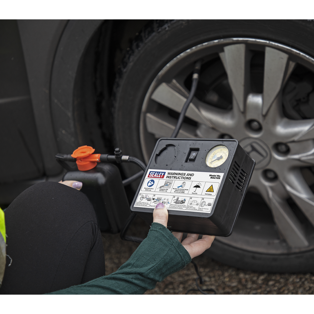 Tyre Inflator & Emergency Puncture Sealant Kit 12V MAC10S