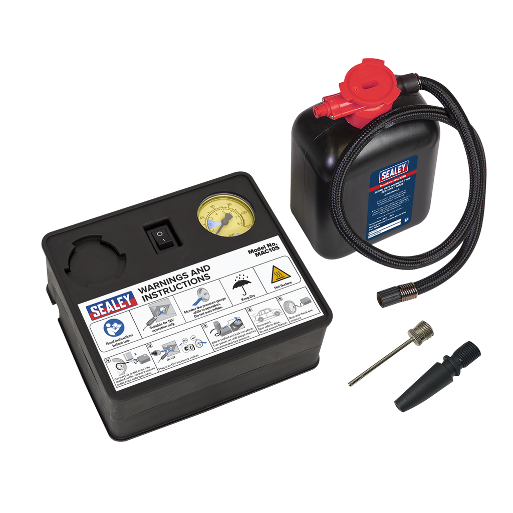 Tyre Inflator & Emergency Puncture Sealant Kit 12V MAC10S