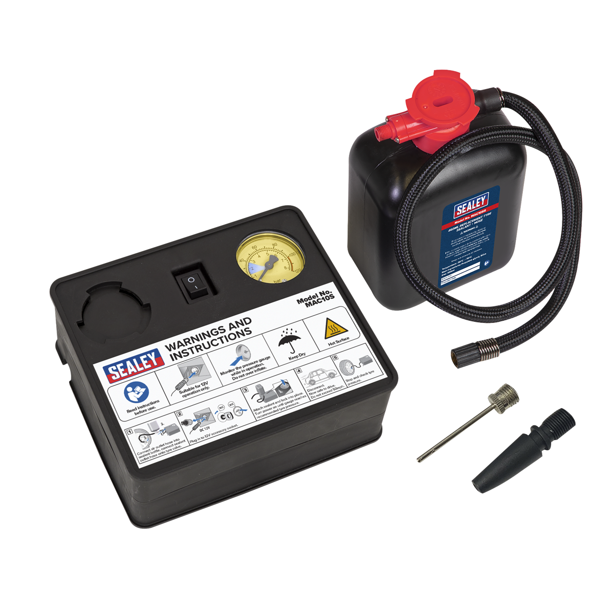 Tyre Inflator & Emergency Puncture Sealant Kit 12V MAC10S