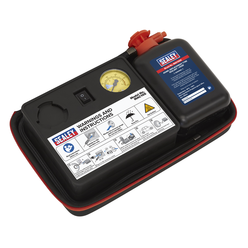 Tyre Inflator & Emergency Puncture Sealant Kit 12V MAC10S