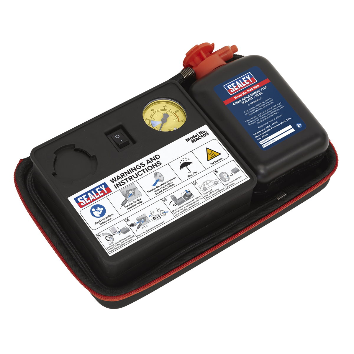 Tyre Inflator & Emergency Puncture Sealant Kit 12V MAC10S
