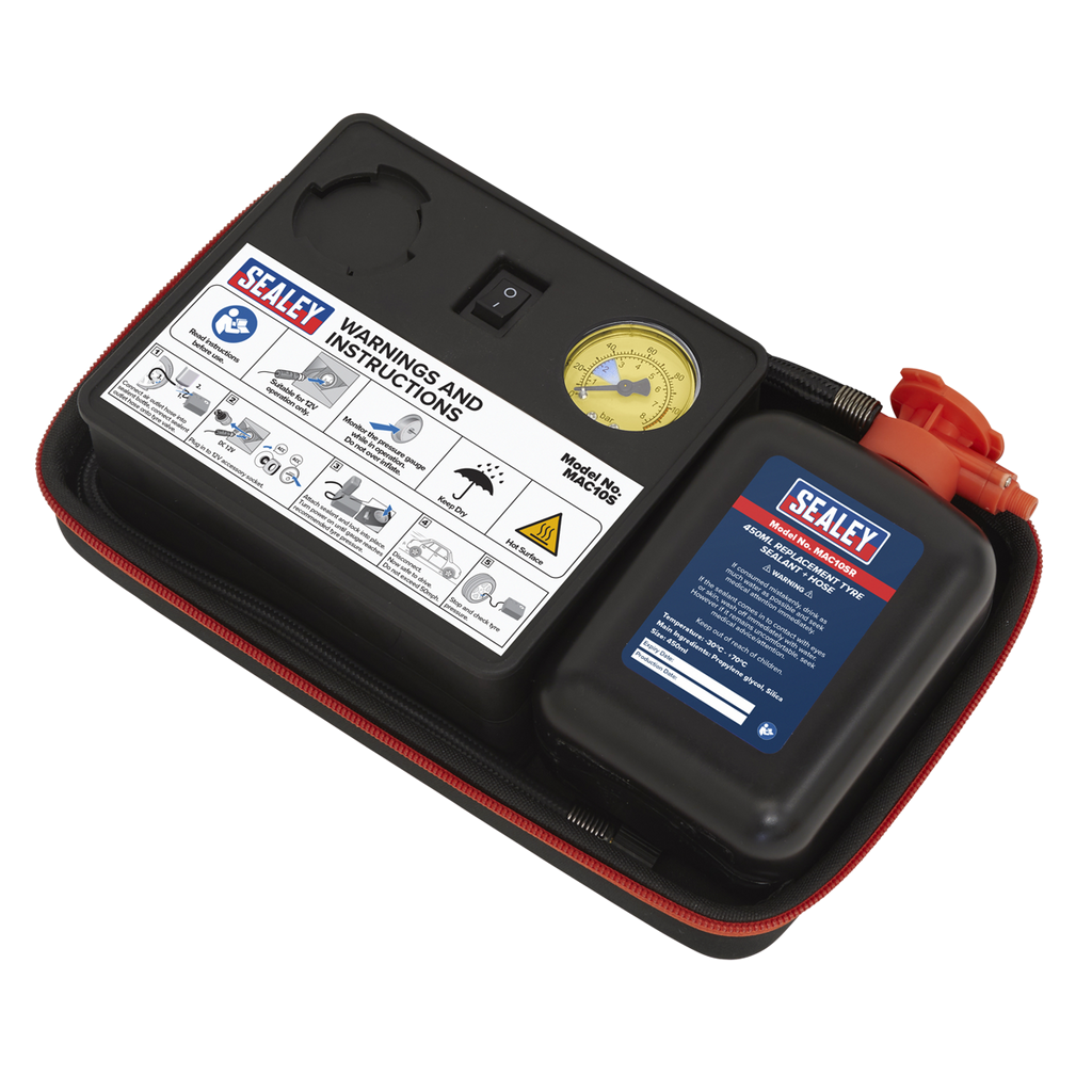 Tyre Inflator & Emergency Puncture Sealant Kit 12V MAC10S