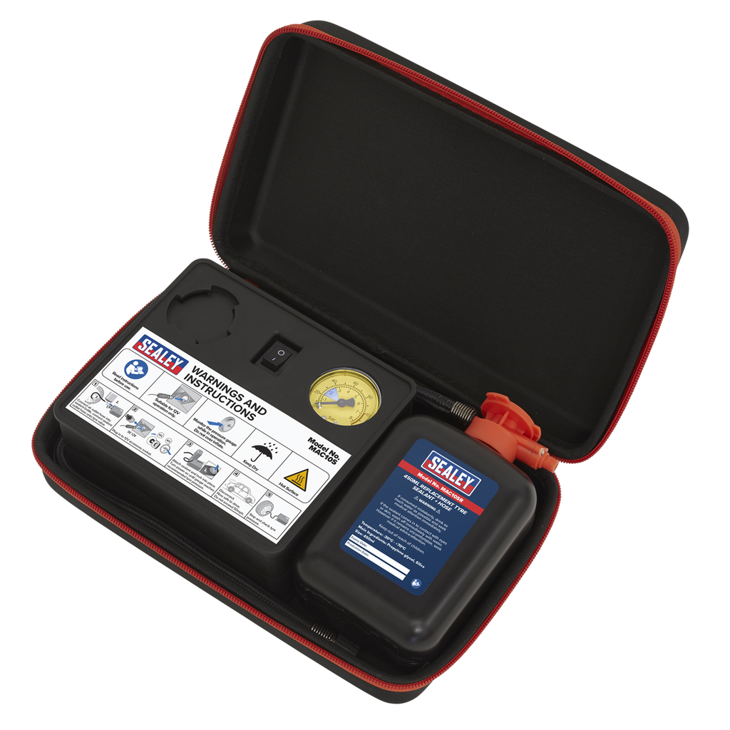 Tyre Inflator & Emergency Puncture Sealant Kit 12V MAC10S