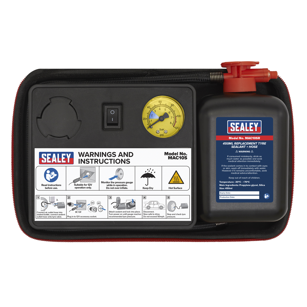 Tyre Inflator & Emergency Puncture Sealant Kit 12V MAC10S