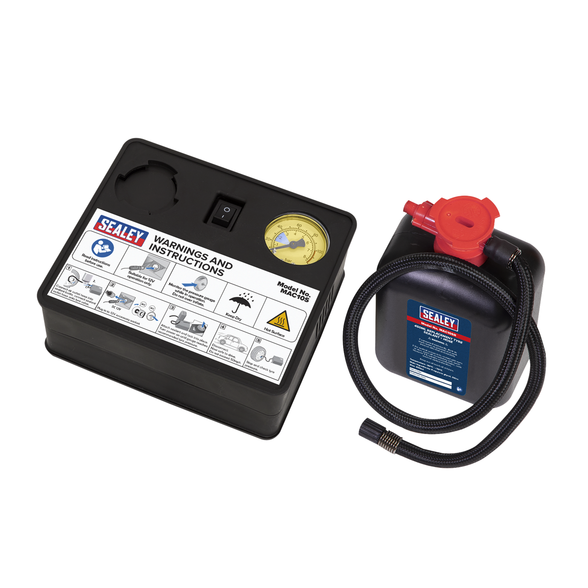 Tyre Inflator & Emergency Puncture Sealant Kit 12V MAC10S