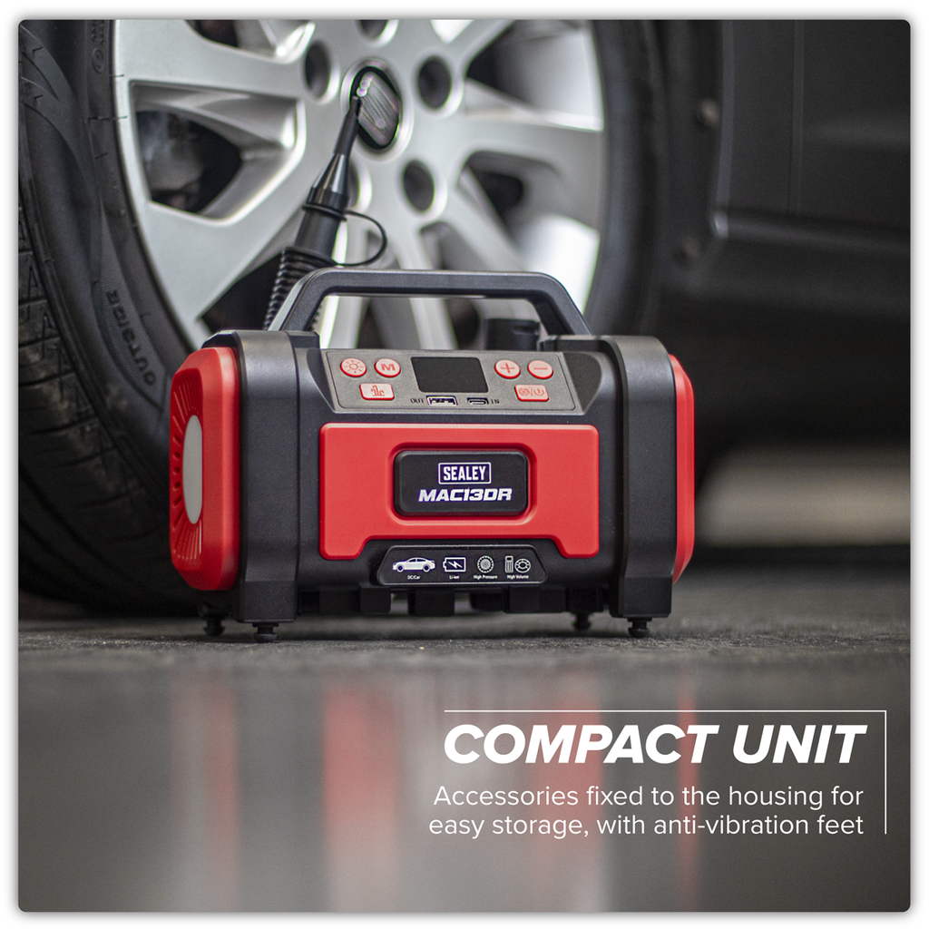 Rechargeable Tyre Inflator & High Volume Air Pump 12V MAC13DR
