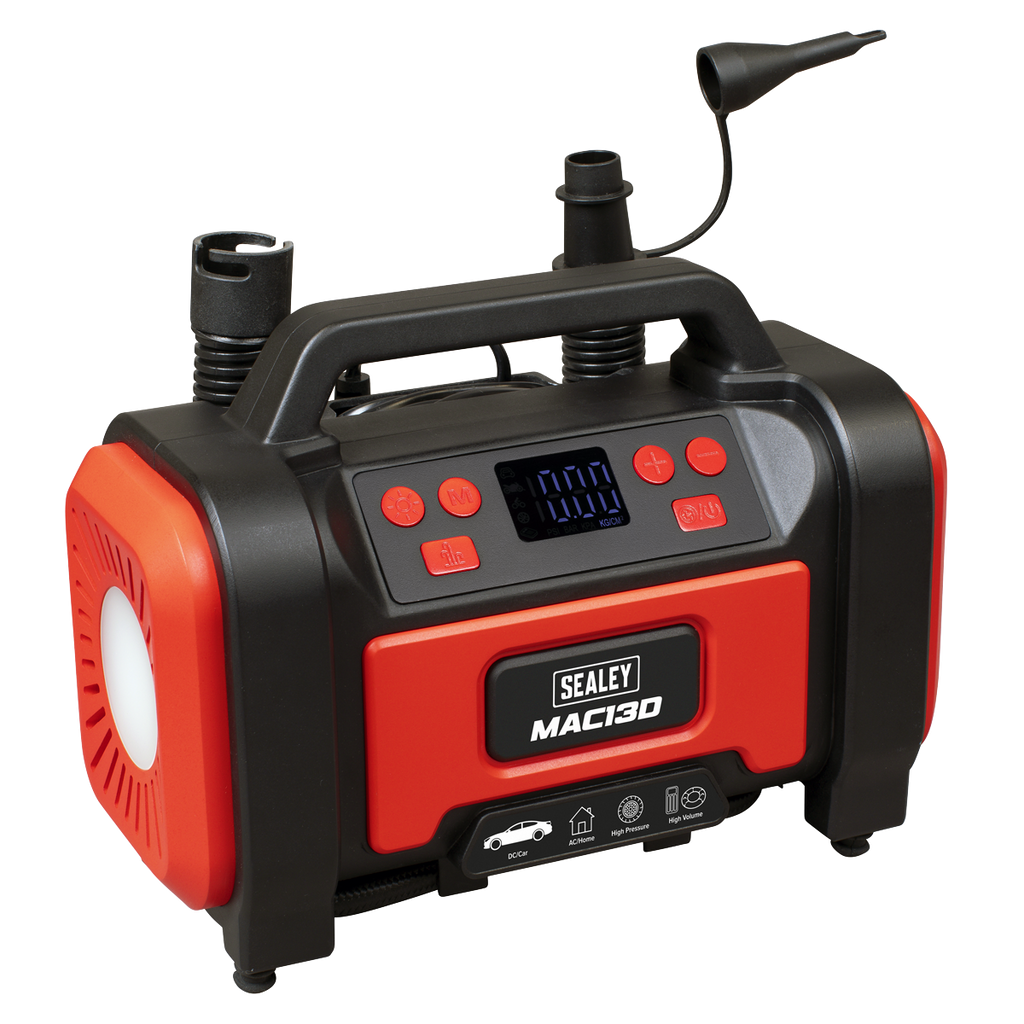 Tyre Inflator & High Volume Air Pump 12V/230V AC MAC13D