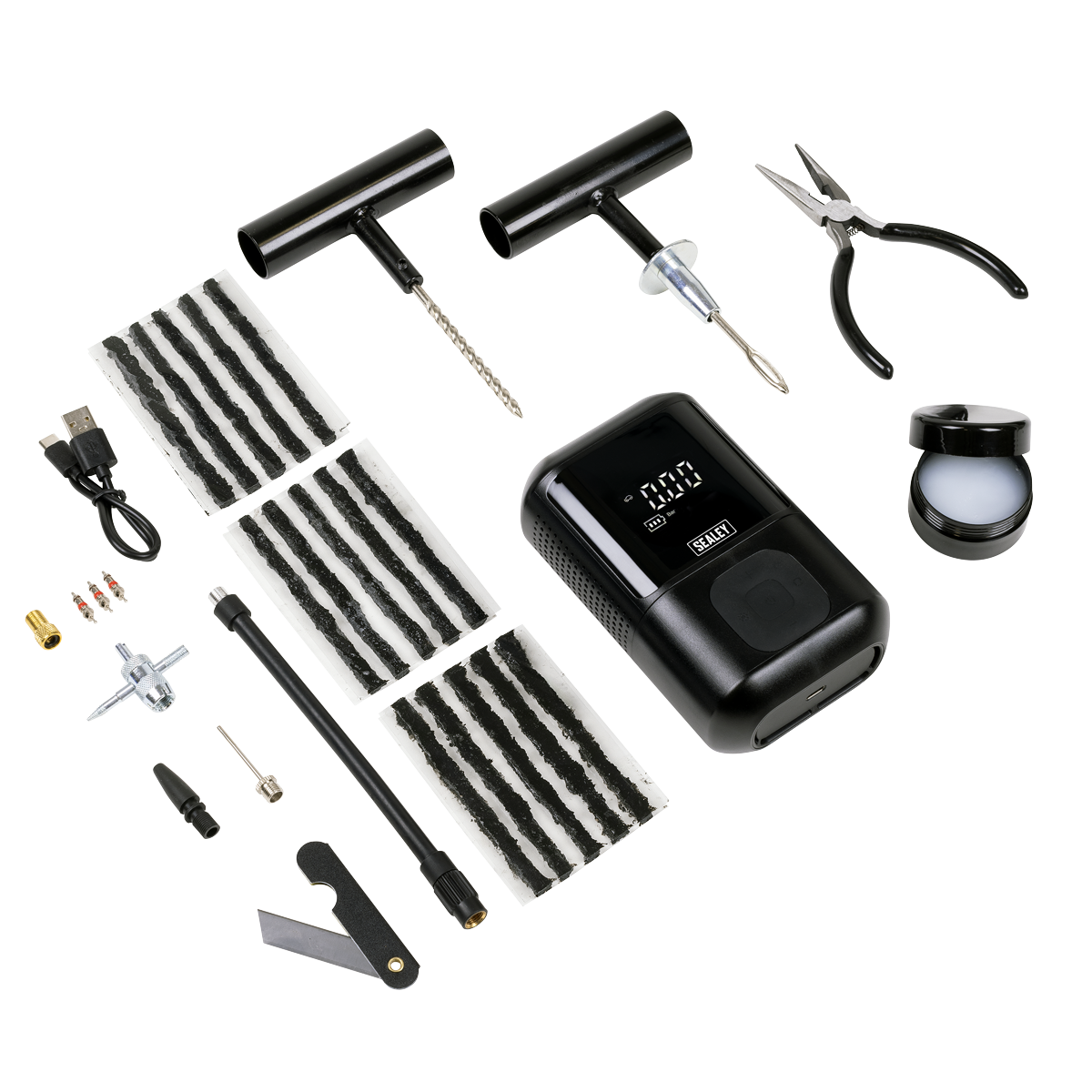 Rechargeable Tyre Inflator & Temporary Puncture Repair Kit MAC24