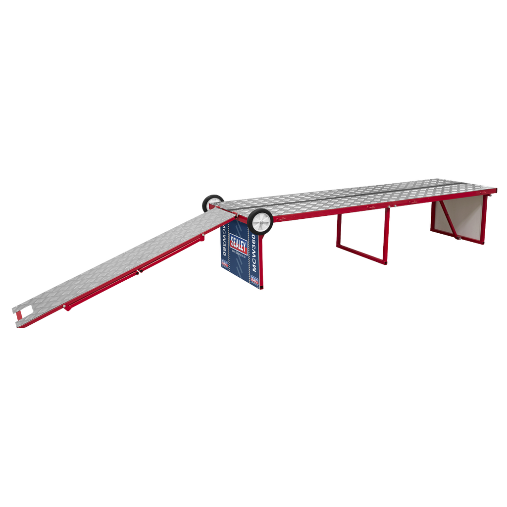 Folding Motorcycle Workbench with Ramp 360kg Capacity MCW360