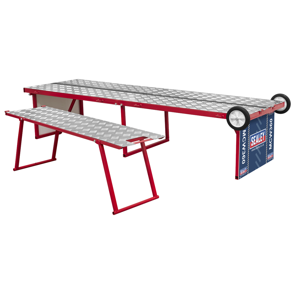 Folding Motorcycle Workbench with Ramp 360kg Capacity MCW360