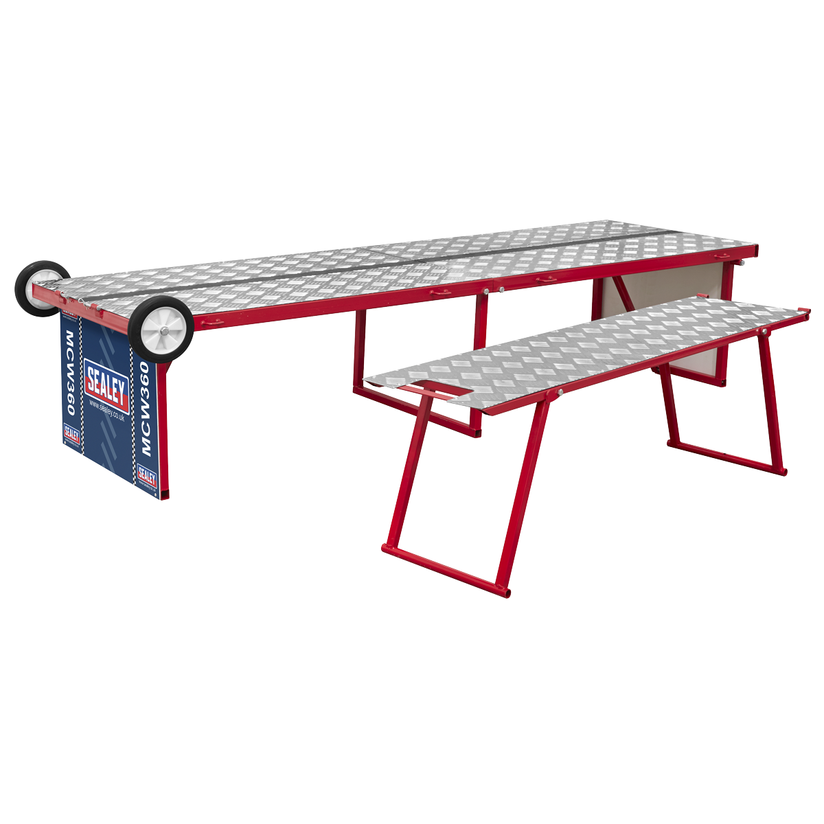 Folding Motorcycle Workbench with Ramp 360kg Capacity MCW360