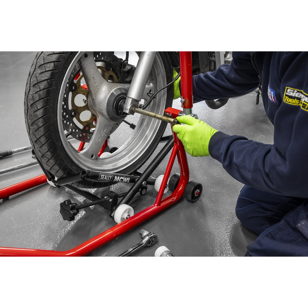 Motorcycle Wheel Adjustable Support with Rollers MCWL