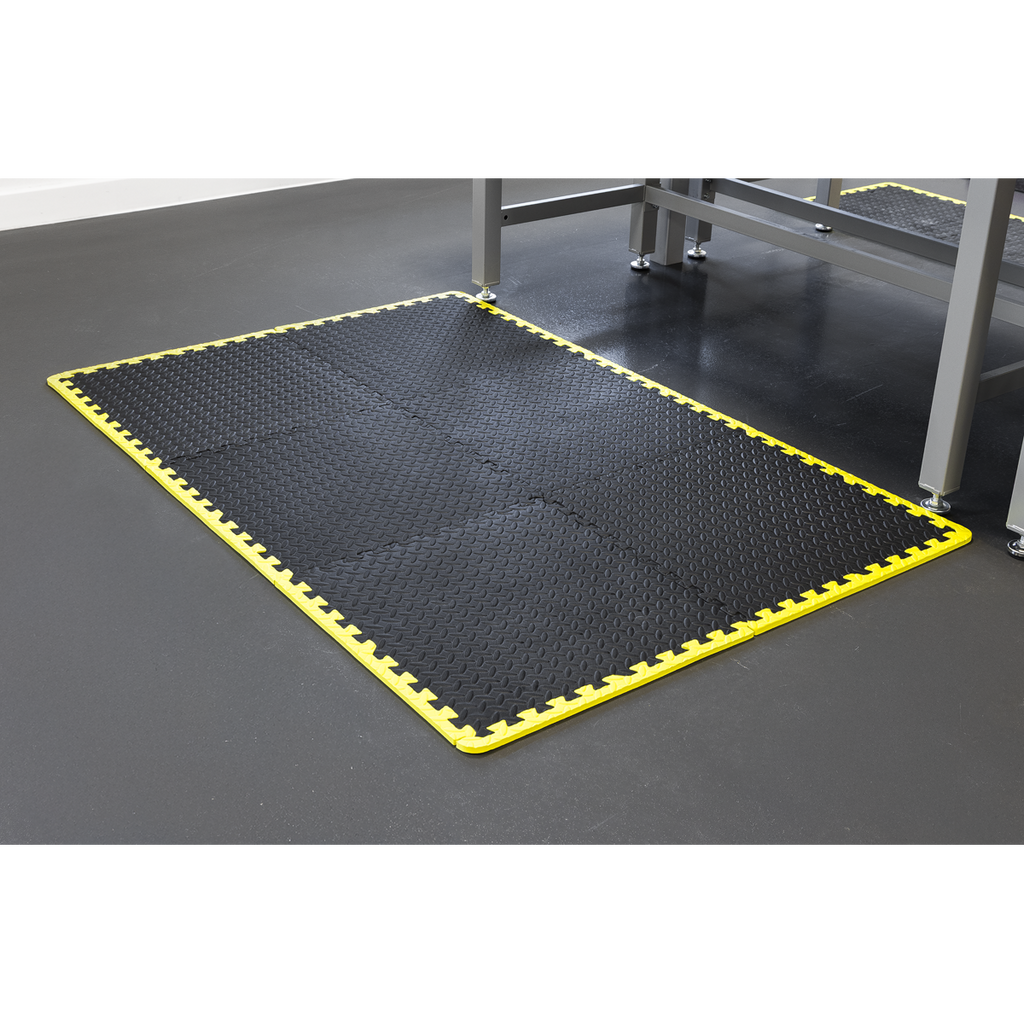 Interlocking EVA Foam Workshop Mat Set with Hi-Vis Edges 1240 x 1825mm MIC1218Y3