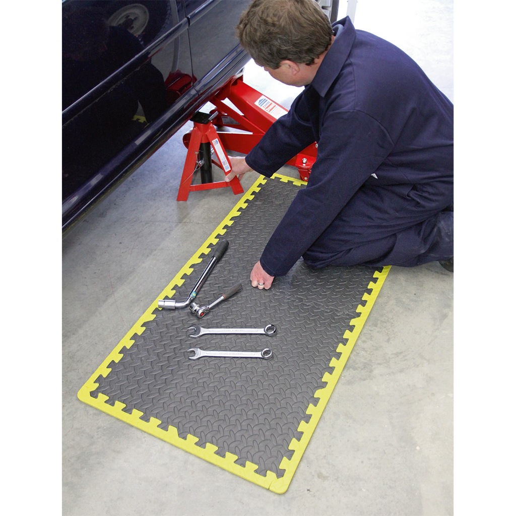 Interlocking EVA Foam Workshop Mat Set with Hi-Vis Edges 1240 x 1825mm MIC1218Y3