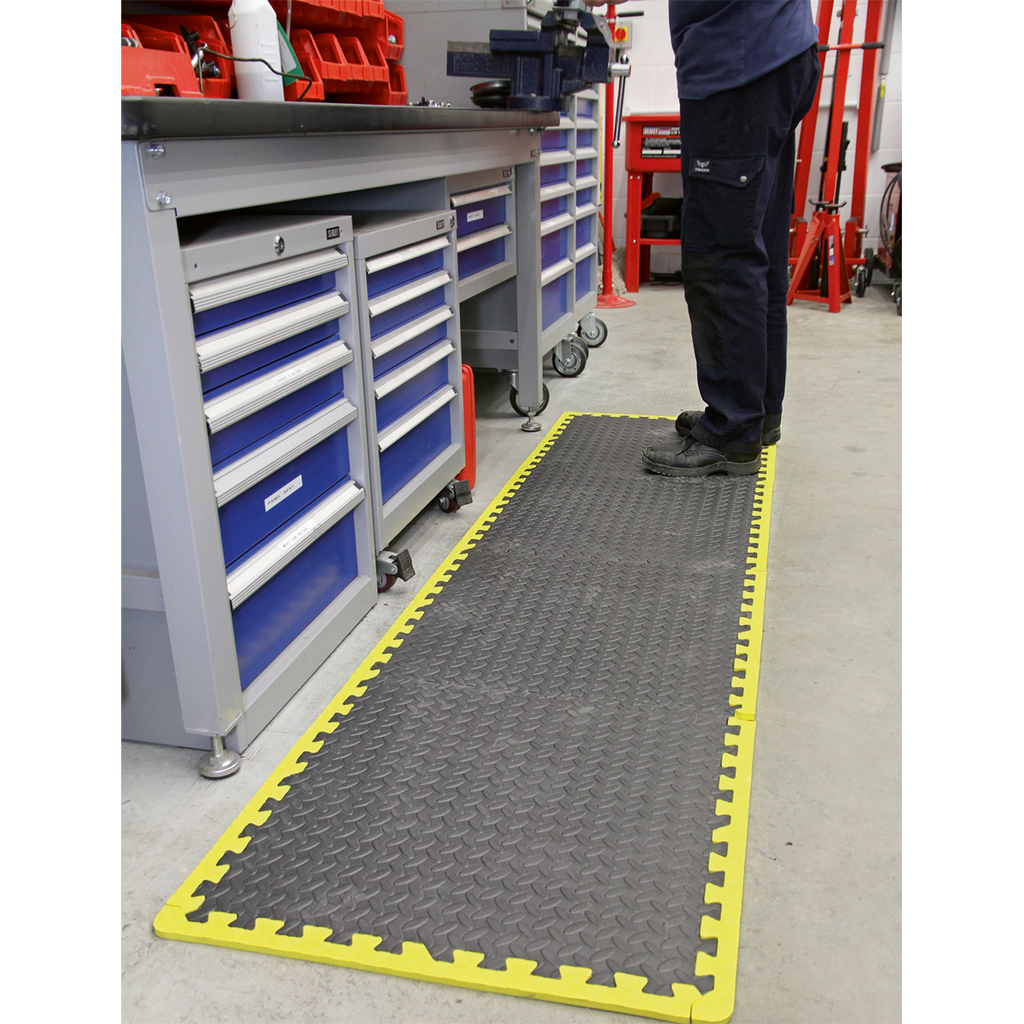 Interlocking EVA Foam Workshop Mat Set with Hi-Vis Edges 1240 x 1825mm MIC1218Y3