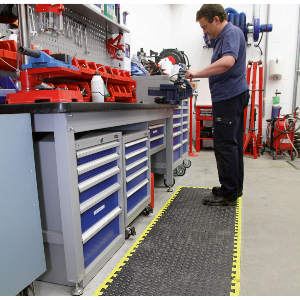Interlocking EVA Foam Workshop Mat Set with Hi-Vis Edges 1240 x 1825mm MIC1218Y3