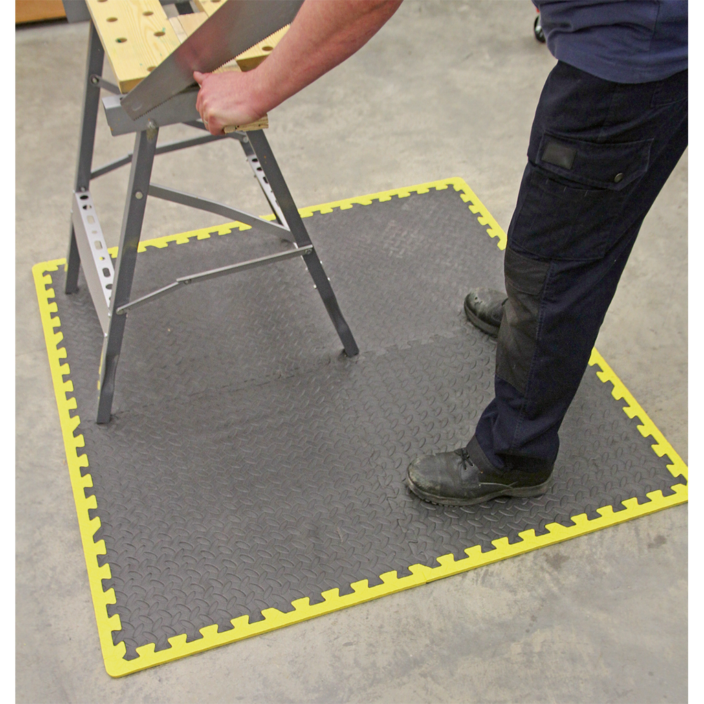 Interlocking EVA Foam Workshop Mat Set with Hi-Vis Edges 1240 x 1825mm MIC1218Y3
