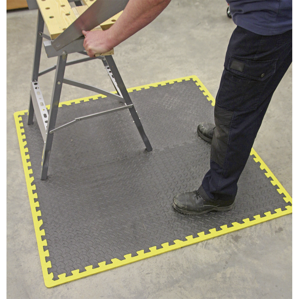 Interlocking EVA Foam Workshop Mat Set with Hi-Vis Edges 1240 x 1825mm MIC1218Y3