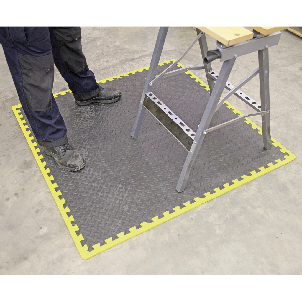 Interlocking EVA Foam Workshop Mat Set with Hi-Vis Edges 1240 x 1825mm MIC1218Y3