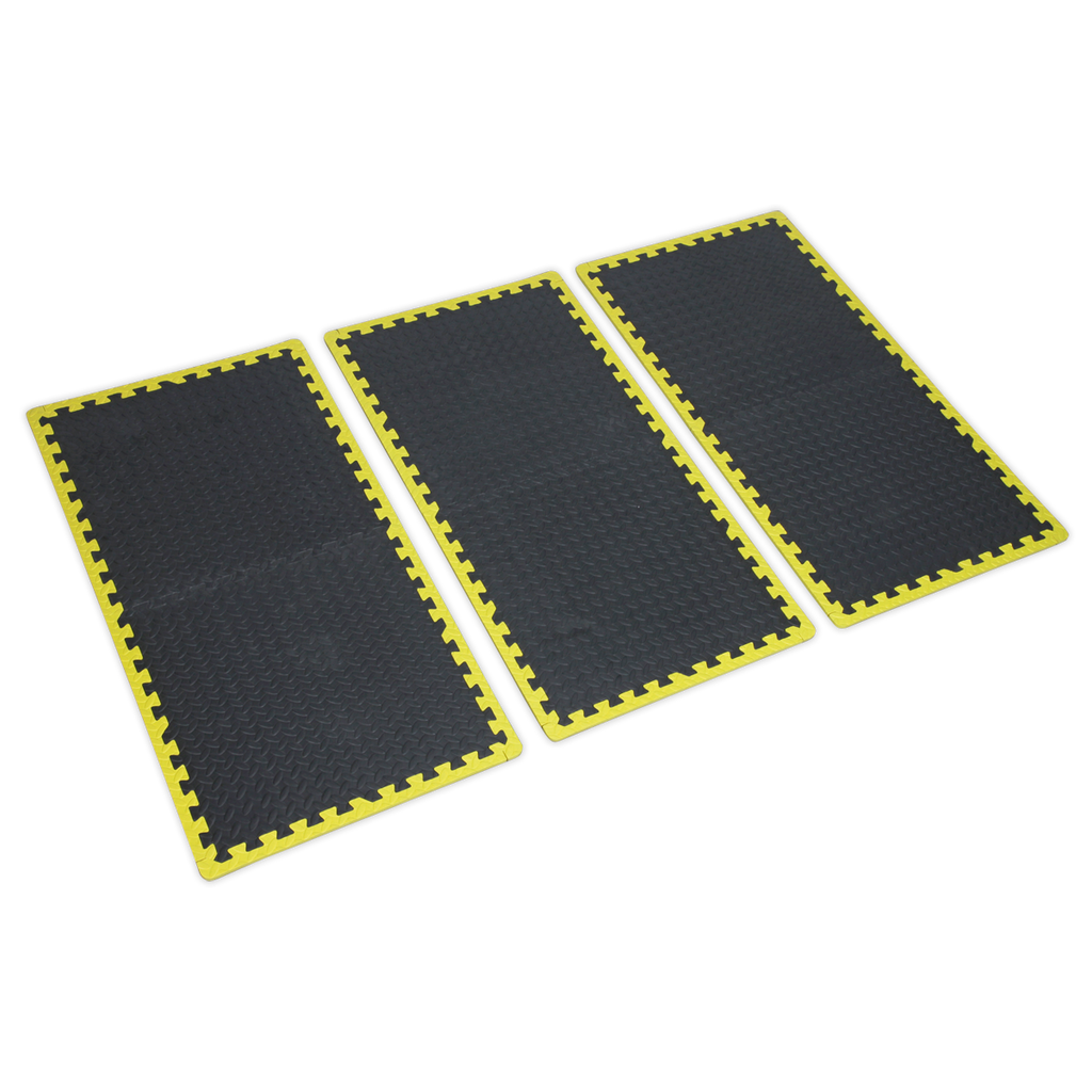 Interlocking EVA Foam Workshop Mat Set with Hi-Vis Edges 1240 x 1825mm MIC1218Y3