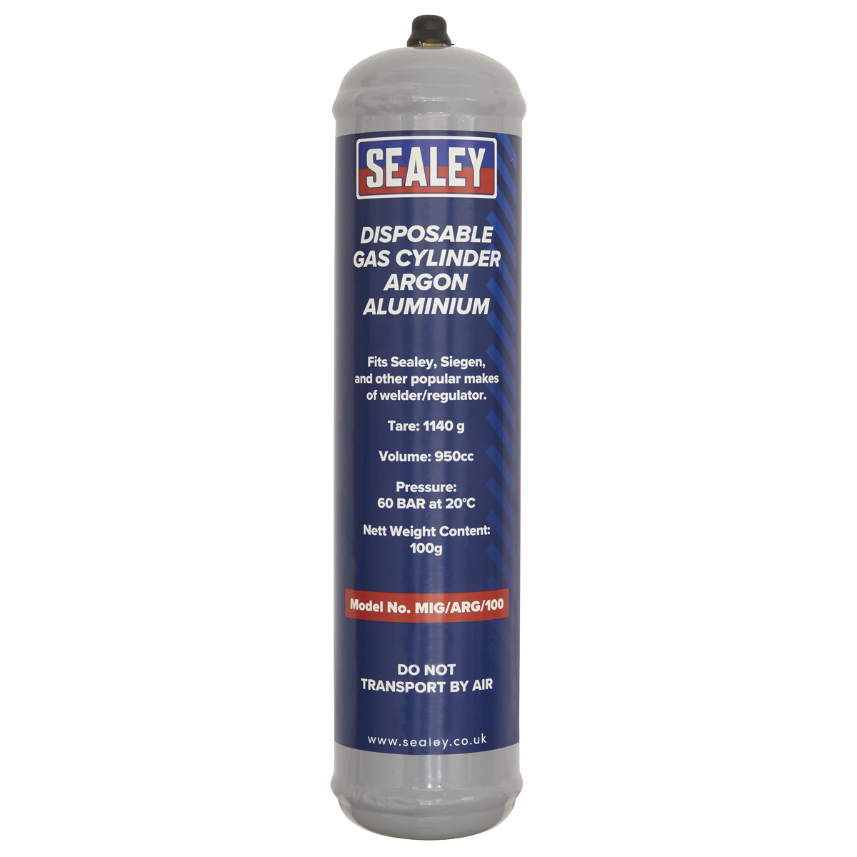 Disposable Argon Gas Cylinder 100g - Box of 12 MIG/ARG/100/12