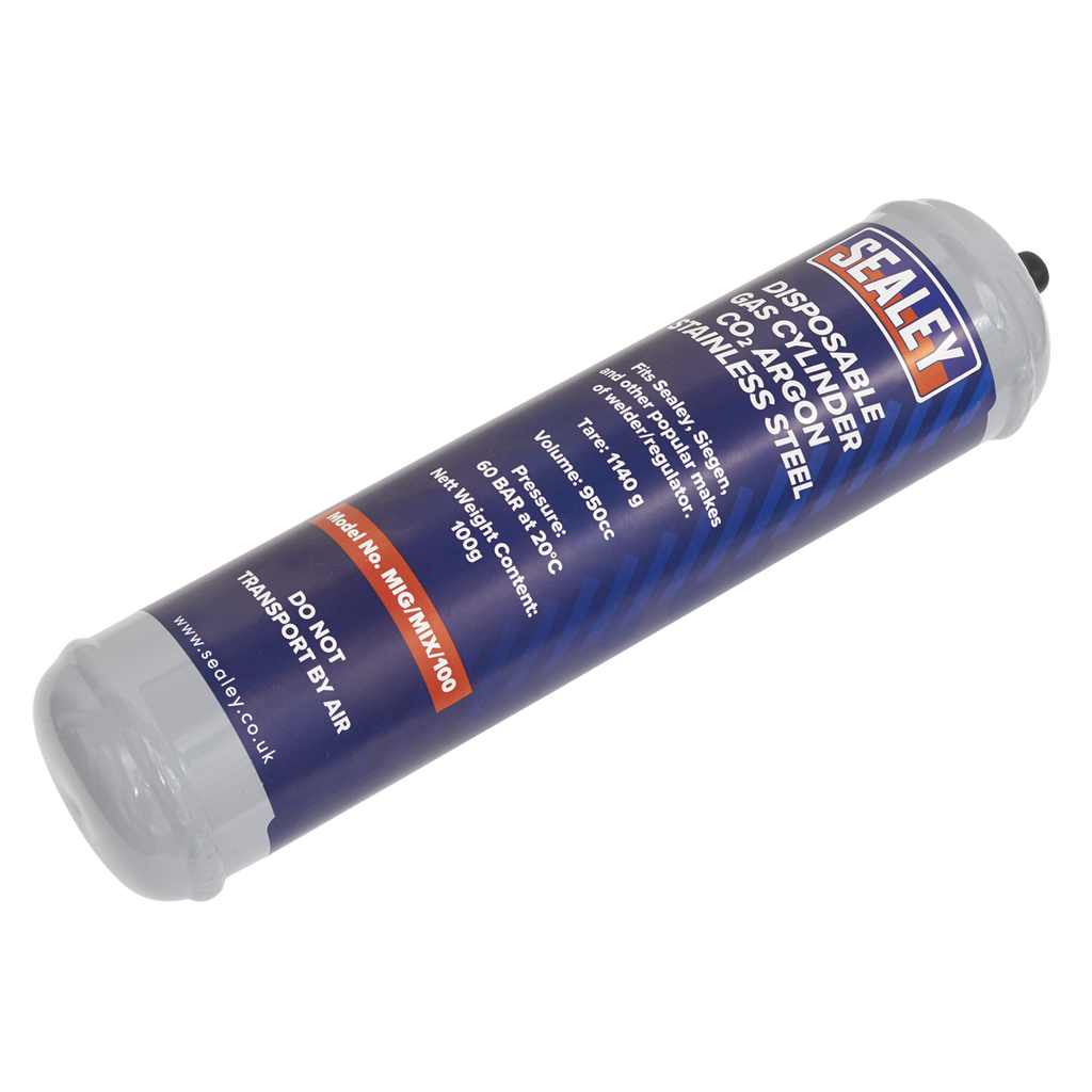 Disposable Carbon Dioxide/Argon Gas Cylinder 100g - Box of 12 MIG/MIX/100/12