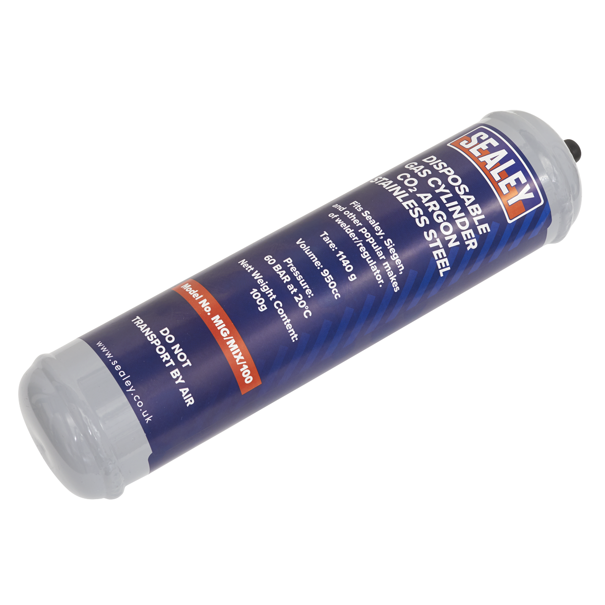 Disposable Carbon Dioxide/Argon Gas Cylinder 100g - Box of 12 MIG/MIX/100/12