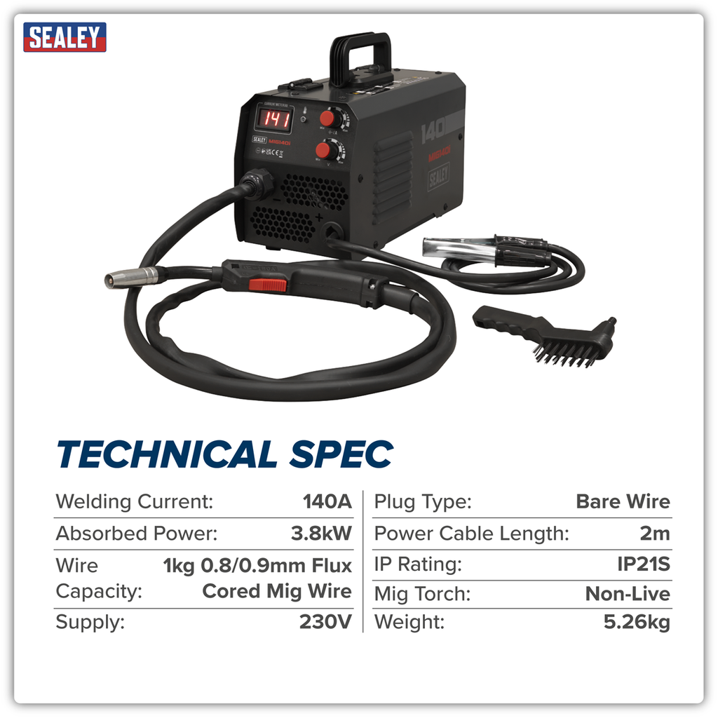 Flux Cored Gasless MIG Inverter Welder 140A MIG140i