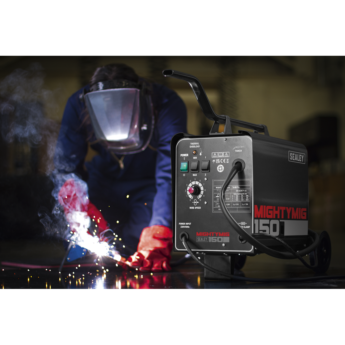 Professional Gas/Gasless MIG Welder 150A 230V MIGHTYMIG150
