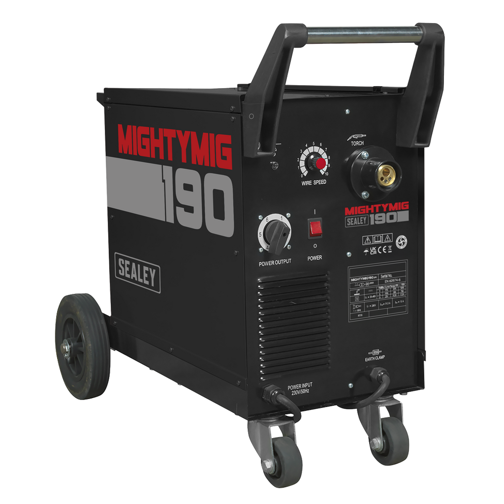 Professional Gas/Gasless MIG Welder with Euro Torch 190A MIGHTYMIG190