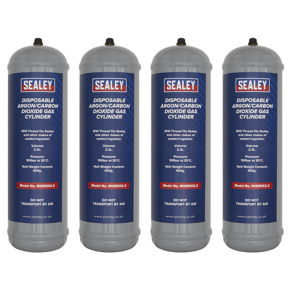 Disposable Argon/Carbon Dioxide Gas Cylinder 430g, 2.2L - Pack of 4 MIGMIX2.24