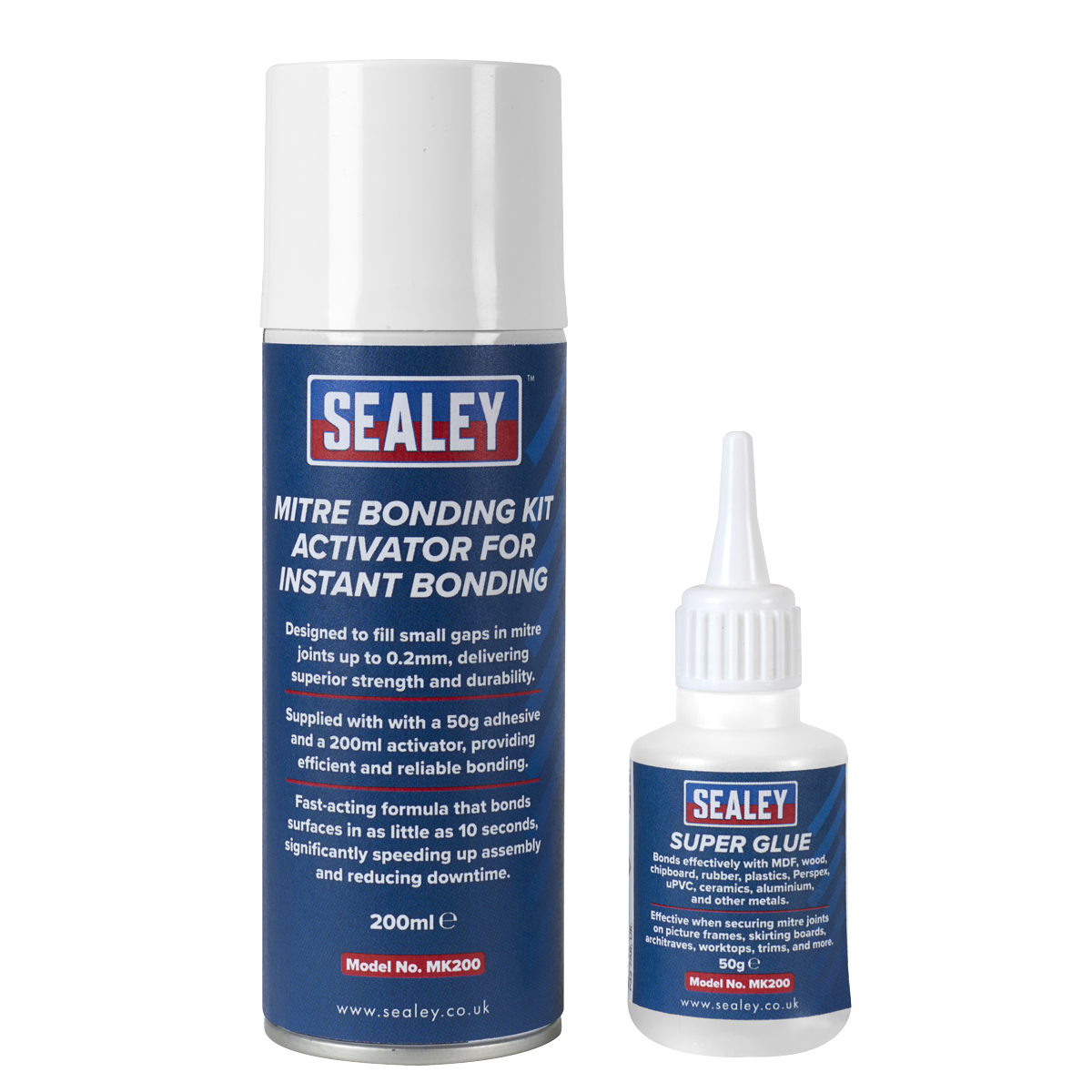 Mitre Bonding Kit with Super Glue 50g & Activator 200ml for Instant Bonding MK200