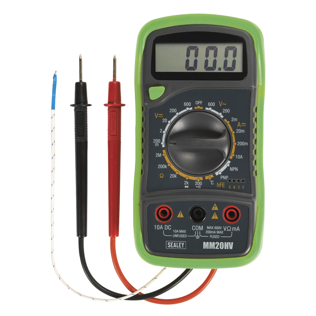 8-Function Digital Multimeter with Thermocouple - Hi-Vis Green MM20HV