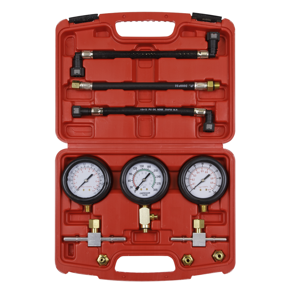 Motorcycle Compression & Fuel Pressure Gauge Set 3pc MS100