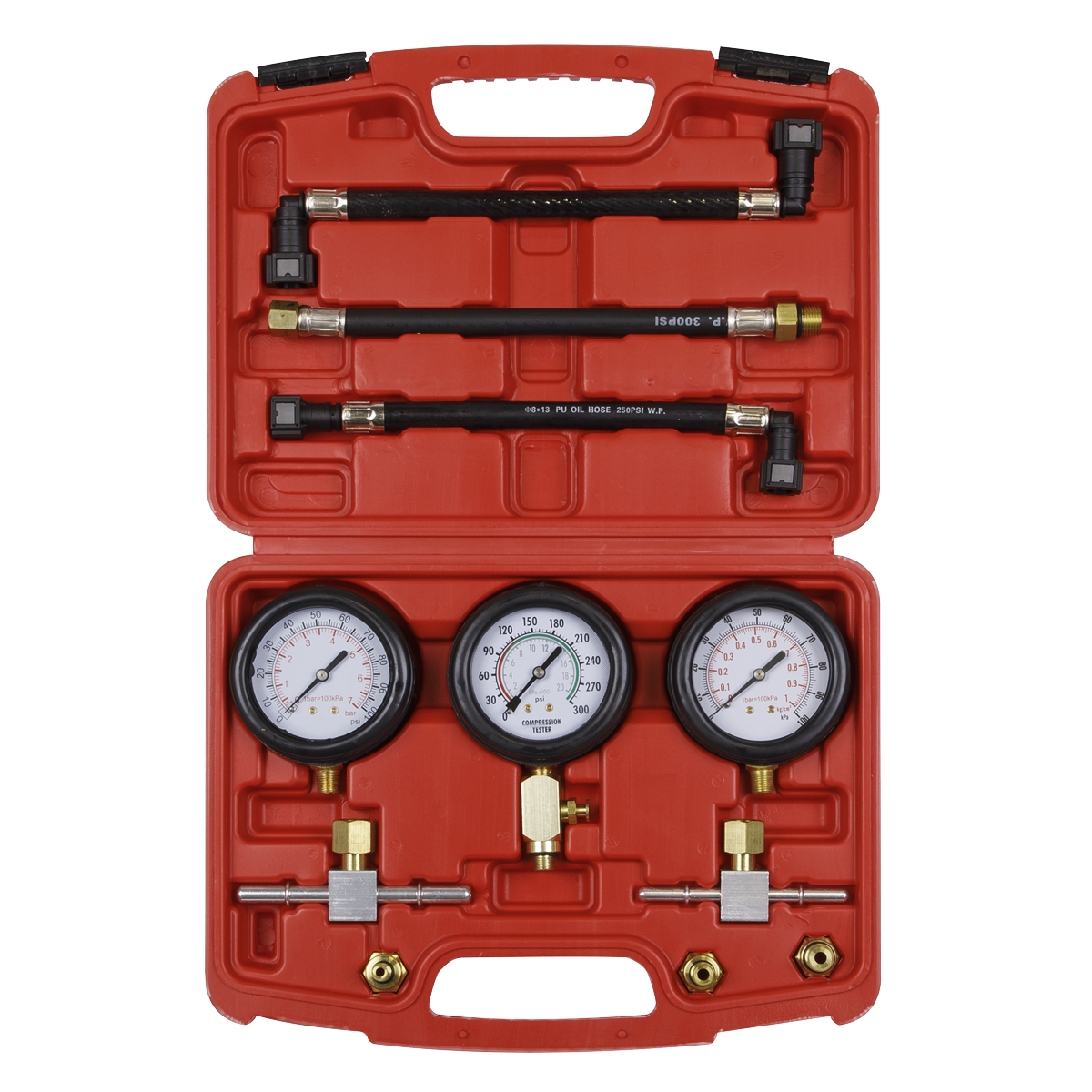 Motorcycle Compression & Fuel Pressure Gauge Set 3pc MS100