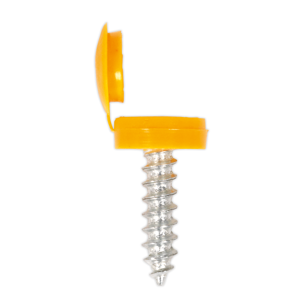 Numberplate Screw with Flip Cap 4.2 x 19mm, Yellow - Pack of 50 NPY50
