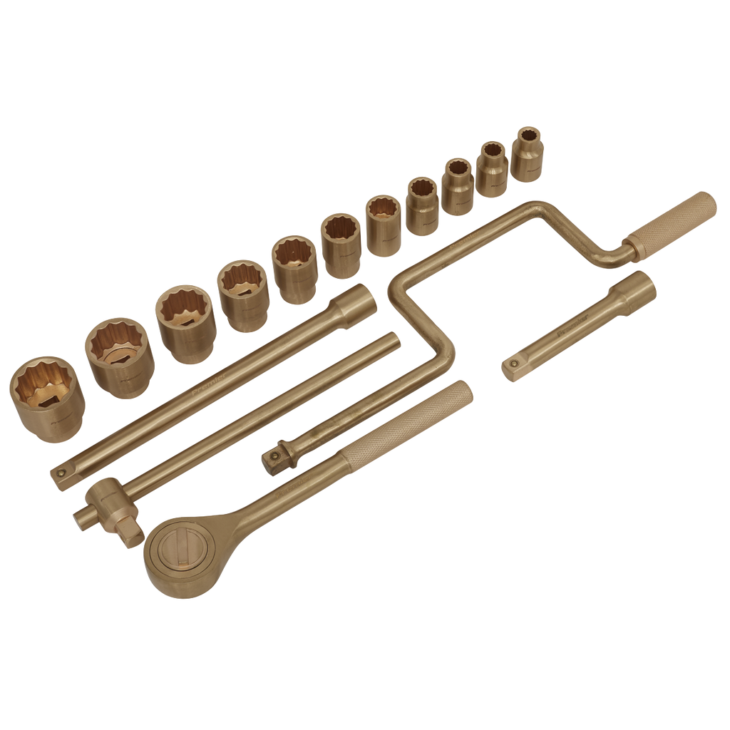 Non-Sparking Socket Set 1/2"Sq Drive 17pc NS124