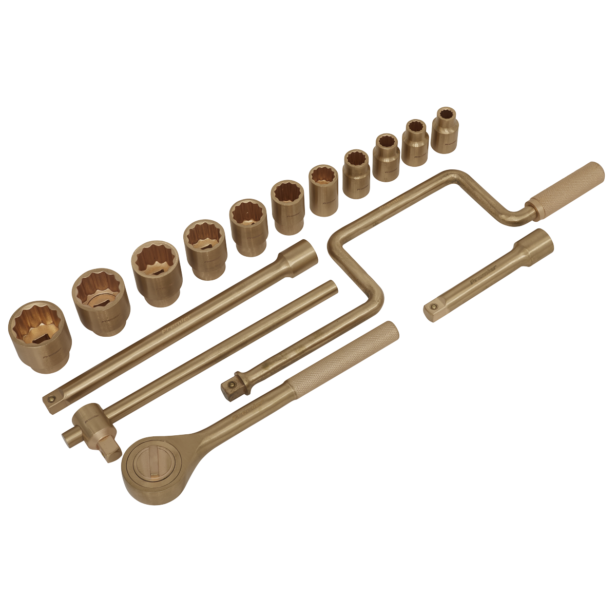 Non-Sparking Socket Set 1/2"Sq Drive 17pc NS124