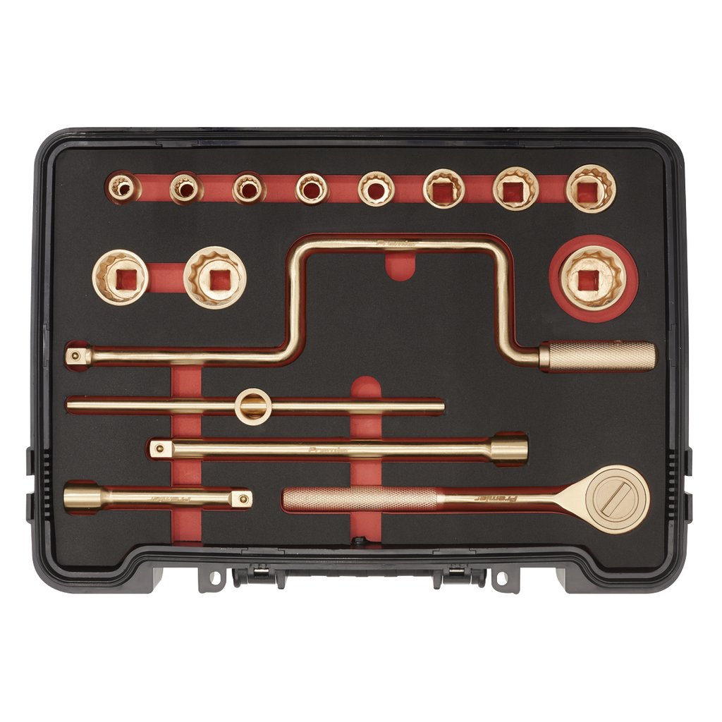 Non-Sparking Socket Set 1/2"Sq Drive 17pc NS124