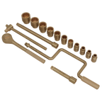 Non-Sparking Socket Set 1/2"Sq Drive 17pc NS124